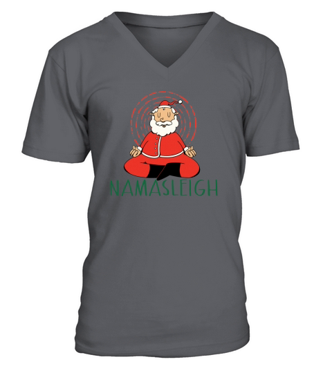 Merry Christmas NAMASLEIGH Santa Claus Yoga Meditation Christmas Meme V-Neck T-shirt