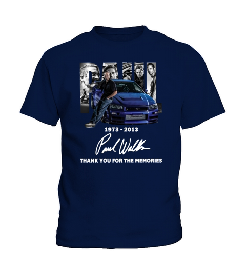Paul Walker 1973 2013 Signature Thank You For The Memories shirth Kids T-Shirt