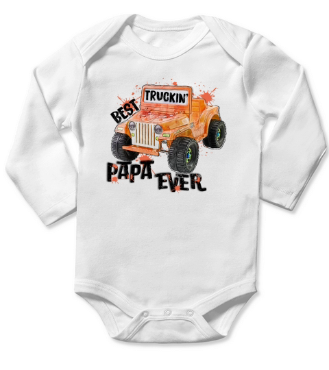 Best truckin Papa ever sublimation Long Sleeve Baby One-Piece