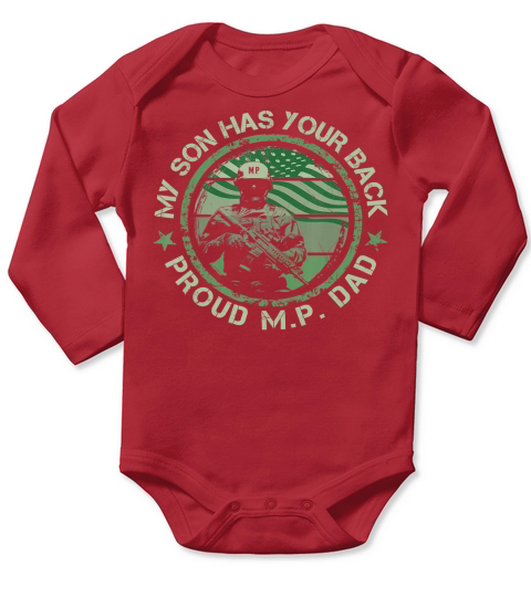 My Son Has Your Back Proud Military Police Dad Thin MP Line T-Shirt Long Sleeve Baby One-Piece