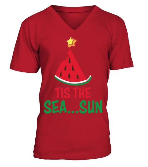 Tis The Sea Sun Watermelon V-Neck T-shirt