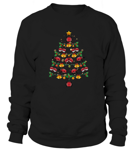 Ladybug Xmas Tree Lights Insect Entomologist Ugly Christmas Sweatshirt Unisex