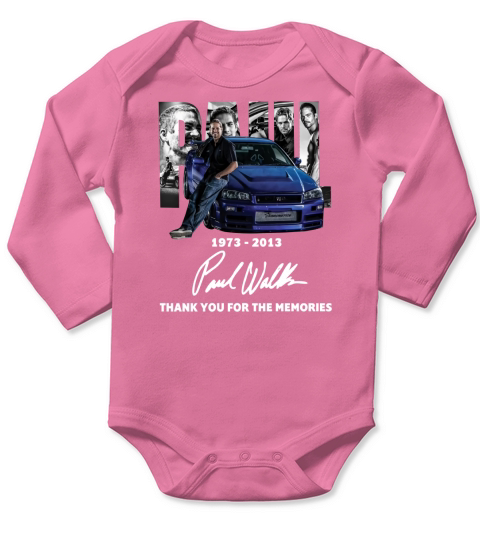 Paul Walker 1973 2013 Signature Thank You For The Memories shirth Long Sleeve Baby One-Piece