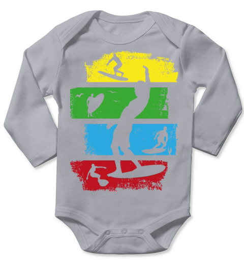 surf surfer surfing retro vintage stripes dark Long Sleeve Baby One-Piece
