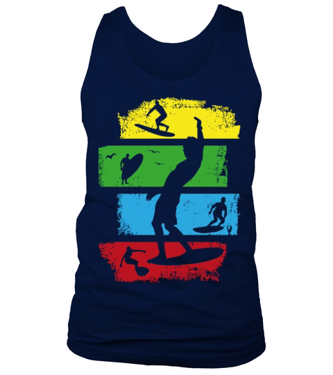 surf surfer surfing retro vintage stripes dark Tank Top Unisex