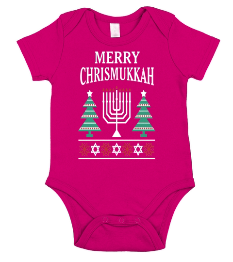 Merry Chrismukkah Christmas-Hanukkah Short Sleeve Baby One-Piece