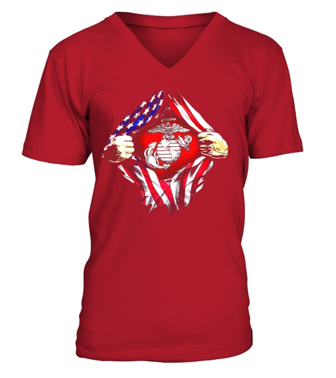 United States Marine Corps American flag V-Neck T-shirt