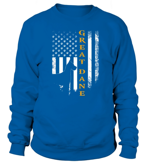 Vintage USA Great Dane Dog Silhouette American Flag Funny Sweatshirt Unisex