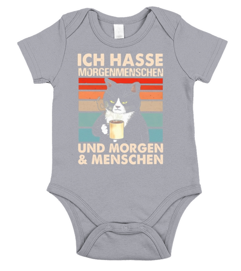 Black Cat Ich Hasse Morgenmenschen Und Morgen And Menschen Short Sleeve Baby One-Piece