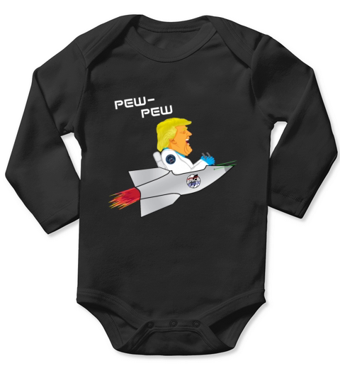 Trump Space Force USA Pew Pew Lasers Logo Long Sleeve Baby One-Piece