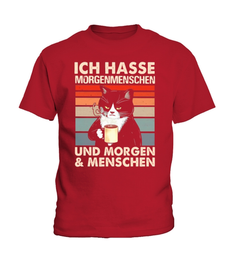 Black Cat Ich Hasse Morgenmenschen Und Morgen And Menschen Kids T-Shirt
