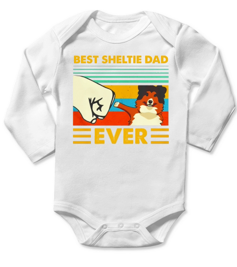 Best Sheltie dad ever vintage shirt Long Sleeve Baby One-Piece