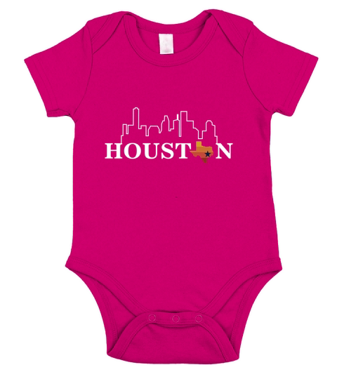 Vintage Retro Houston City Skyline Texas Tshirt Short Sleeve Baby One-Piece