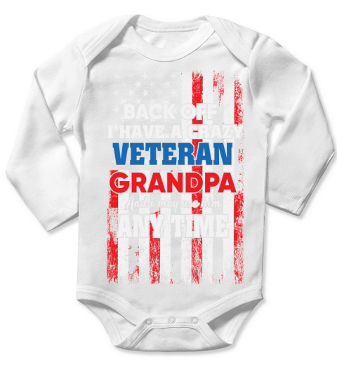 Veterans Grandpa American Flag Long Sleeve Baby One-Piece
