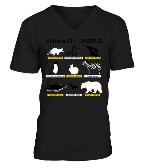 Animals of the world trash panda danger noodle sea flap flap formal chicken boople snoot grey shirt V-Neck T-shirt