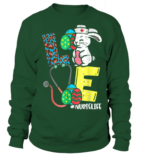 Love Nurse Easter Bunny Eggs Stethoscope Cute Scrub Women T Shirt Sweatshirt Unisex