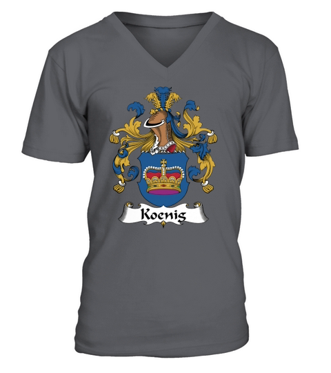 Koenig Family Crest German Family Crests V-Neck T-shirt