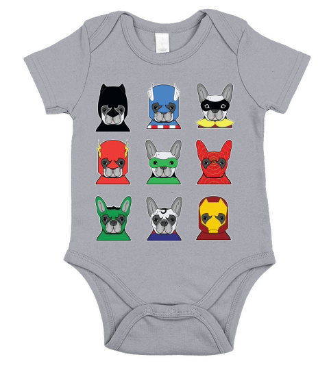 Frenchie Heroes Short Sleeve Baby One-Piece