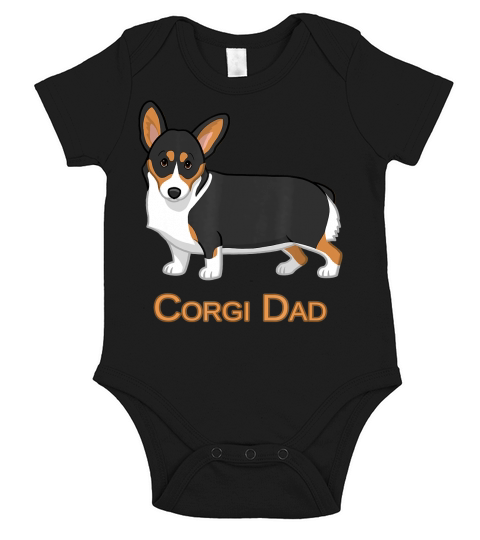 Cute Black Tricolor Pembroke Corgi Dad Dog Lovers T-Shirt Short Sleeve Baby One-Piece