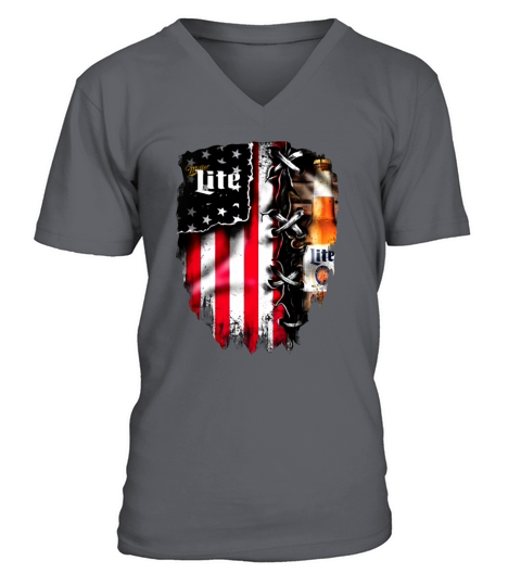 Miller Lite inside American flag shirt V-Neck T-shirt