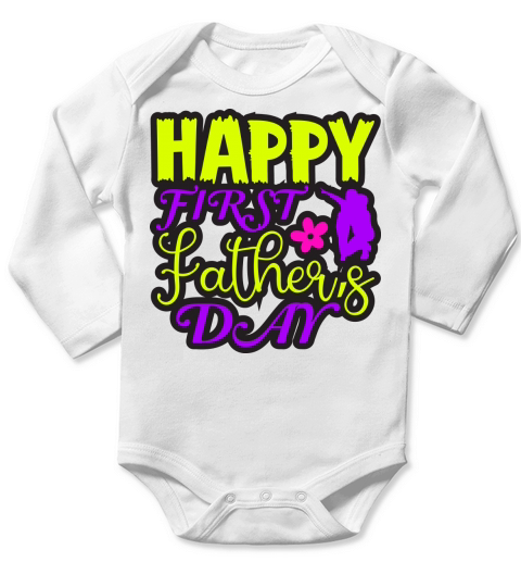 Happy First Fathers Day 2 Long Sleeve Baby One-Piece