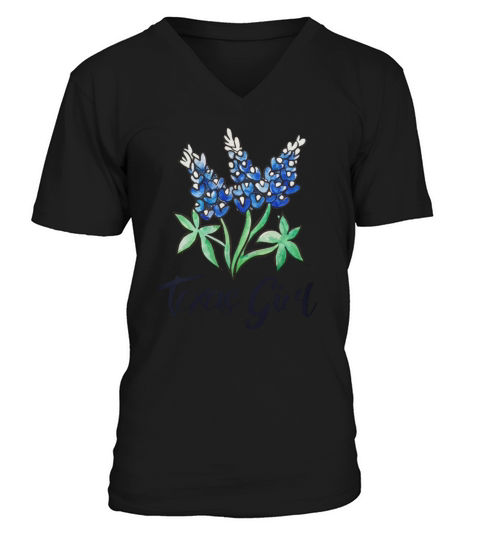 Texas Girl Bluebonnets V-Neck T-shirt