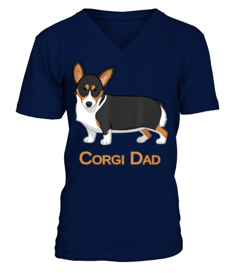 Cute Black Tricolor Pembroke Corgi Dad Dog Lovers T-Shirt V-Neck T-shirt