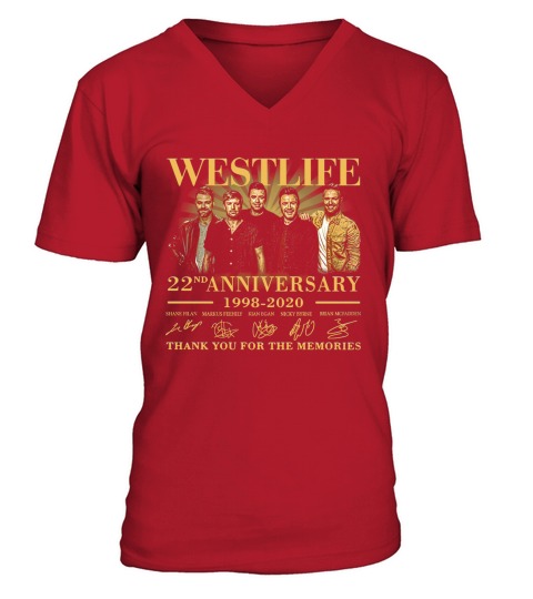Westlife 22nd Anniversary 1998 2020 thank you for the memories signatures shirt V-Neck T-shirt