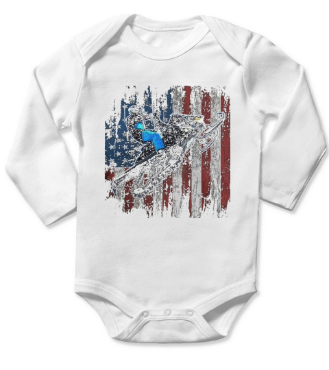 American Flag Snowmobile Shirt Men Snowmobile Riding Shirt Long Sleeve Baby One-Piece