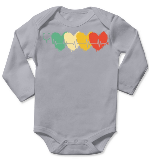 Nurse heartbeat retro vintage Long Sleeve Baby One-Piece