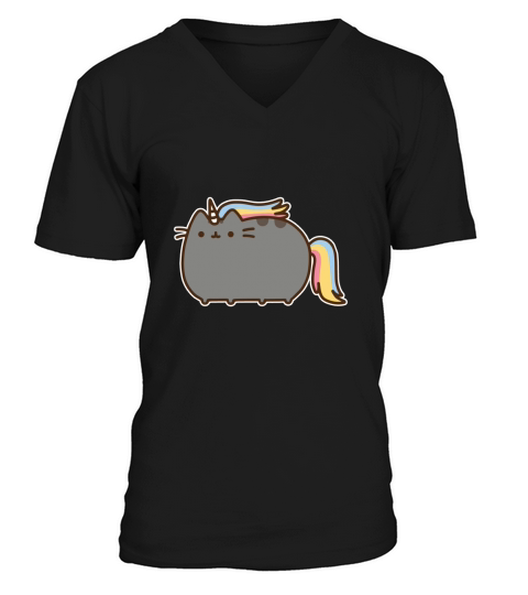Pusheen Mens Rainbow Unicorn V-Neck T-shirt