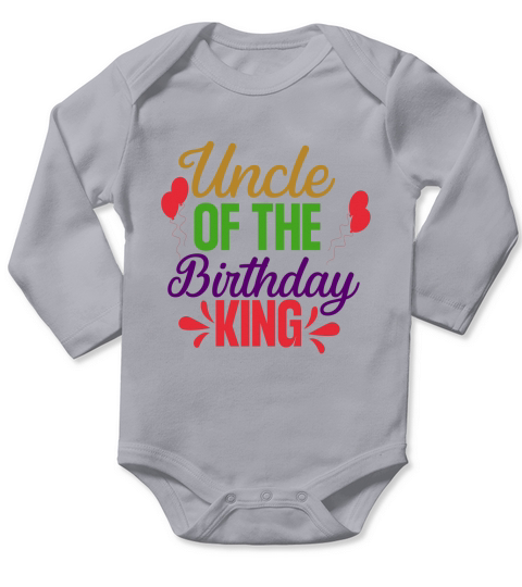 Uncle Of The Birthday King Long Sleeve Baby One-Piece