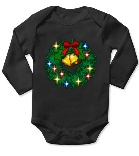 Christmas wreath at winter time Long Sleeve Baby One-Piece