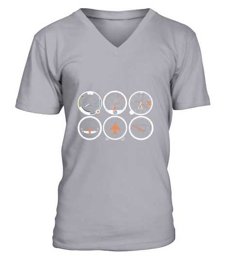 BASIC SIX FLIGHT INSTRUMENTS VINTAGE PILOTS V-Neck T-shirt
