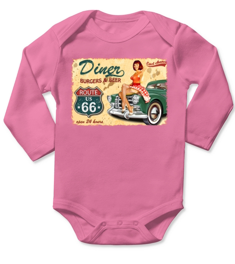 Route 66 Diner Long Sleeve Baby One-Piece