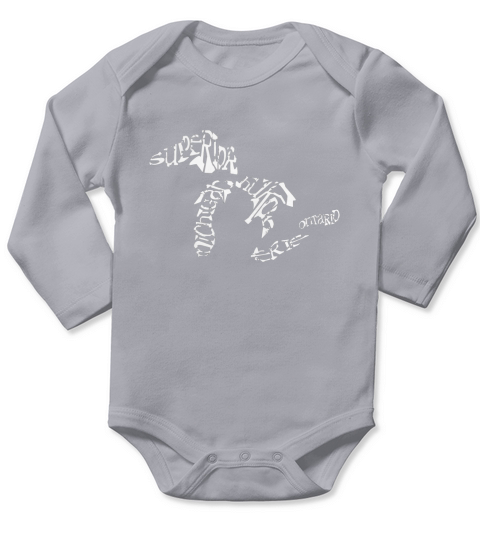 Great Lakes Words Design T-Shirts Long Sleeve Baby One-Piece