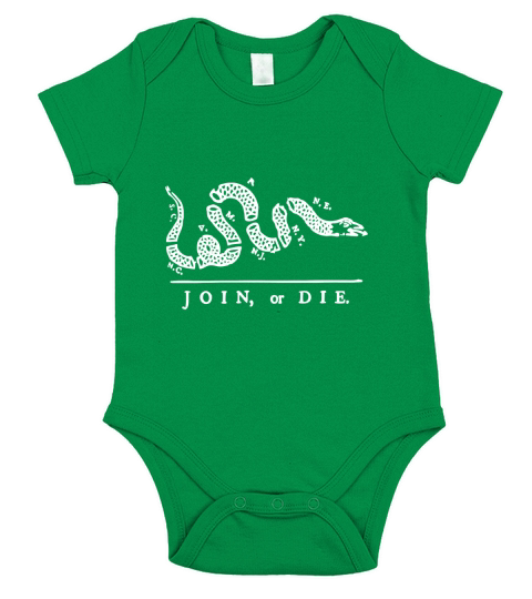 Join or Die Ben Franklin T-Shirt Short Sleeve Baby One-Piece