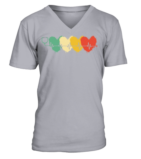 Nurse heartbeat retro vintage V-Neck T-shirt