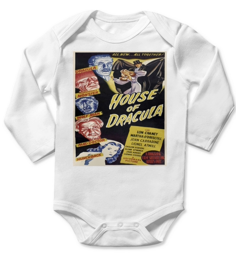 Distressed Classic Horror Movie Monsters Long Sleeve Baby One-Piece