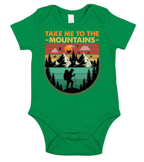 Take Me To The Mountains Hiking T Shirt Design (1) Short Sleeve Baby One-Piece