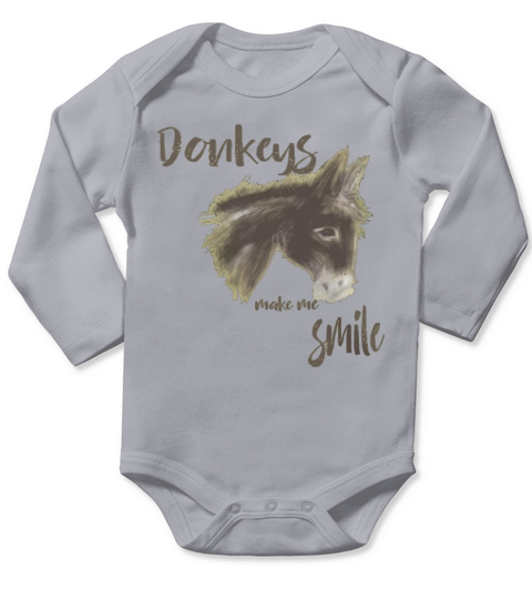 Donkeys Make Me Smile Cute Donkey Long Sleeve Baby One-Piece