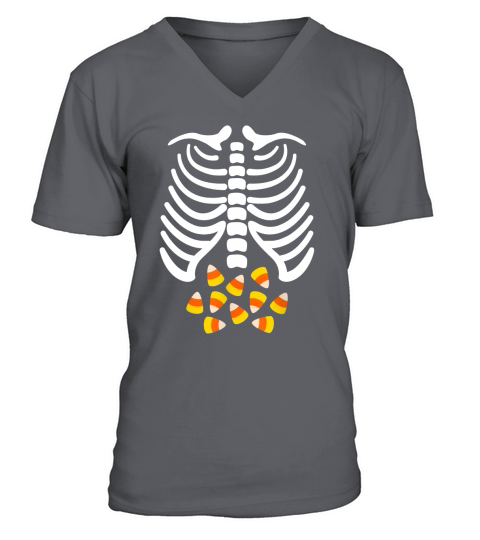 Candy Corn Skeleton Rib Cage Halloween Costume T Shirt V-Neck T-shirt