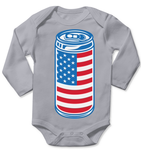 Beer American Flag 4th of July Long Sleeve Baby One-Piece