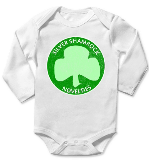 Vintage Silver Shamrock Novelties Long Sleeve Baby One-Piece