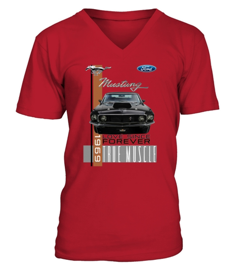 Vintage Mustang Ford 1969 Love Since Forever V-Neck T-shirt