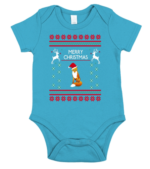 Fox Wildlife Animal Shirt Merry Christmas Xmas Shirt Short Sleeve Baby One-Piece