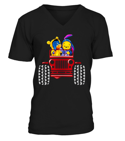 Winnie The Pooh Tiger And Eeyore Jeep shirt V-Neck T-shirt