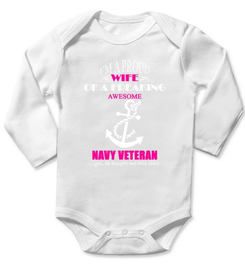 Navy Veteran Wife Shirt - Hat Long Sleeve Baby One-Piece