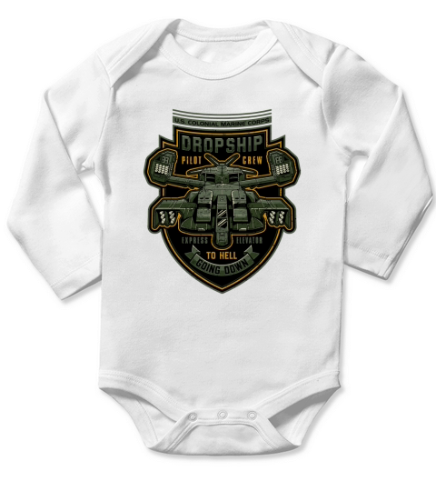 EXPRESS ELEVATOR TO HELL  ALIENS DROPSHIP XENOMORPH Long Sleeve Baby One-Piece
