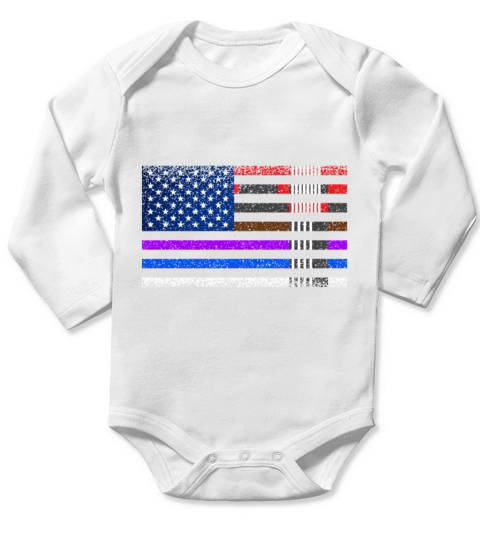 BJJ belt stripes in American Flag Long Sleeve Baby One-Piece